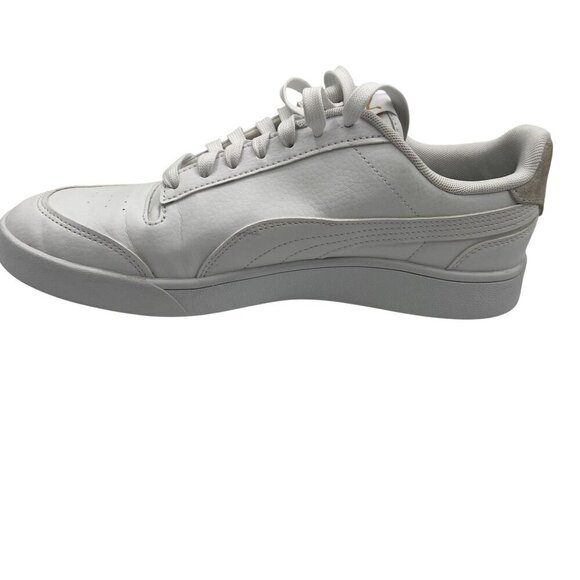 Puma Shuffle Sneaker Mens 9 Women 10.5 White Gold Logo SoftFoam Comfort Athletic - Picture 8 of 14